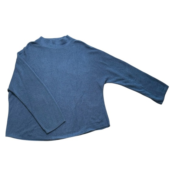 Lululemon Women’s XL Blue Boxy Cotton-Blend Mock Neck Knit Pullover Sweater - Picture 2 of 10